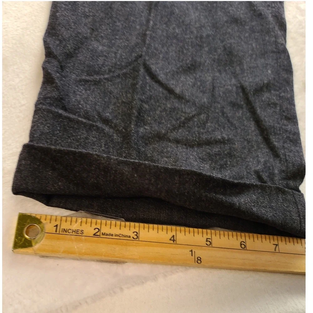Pure Virgin Wool Pleated Trousers Men's 34x28 Charcoal Grey Cuffed Dress Pants